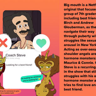 Big Mouth/Netflix Tinder Collab advertising mock up