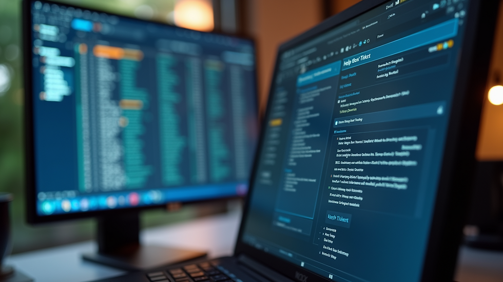 Close-up view of a help desk ticketing system on a computer screen
