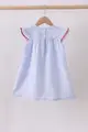Thumbnail: Blue Stripe Bow Fireworks Embroidery Ruffle Dress