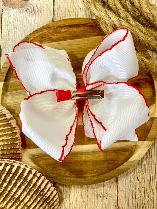 Thumbnail: Sailboat Embroidered Classic Bow