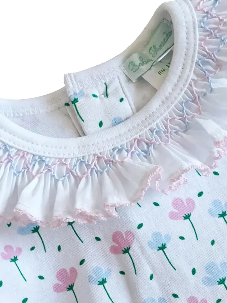 Thumbnail: hand Smocked Spring Flowers Diaper Set