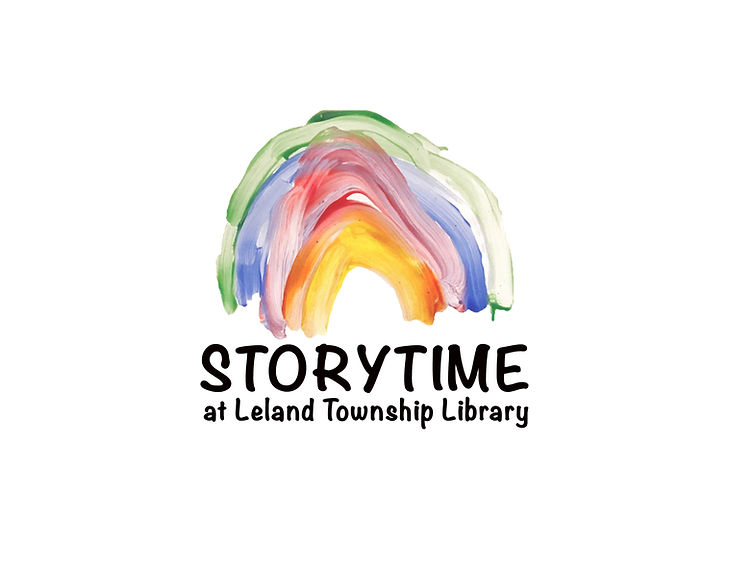 finger paint rainbow and the words Storytime at Leland Township Library
