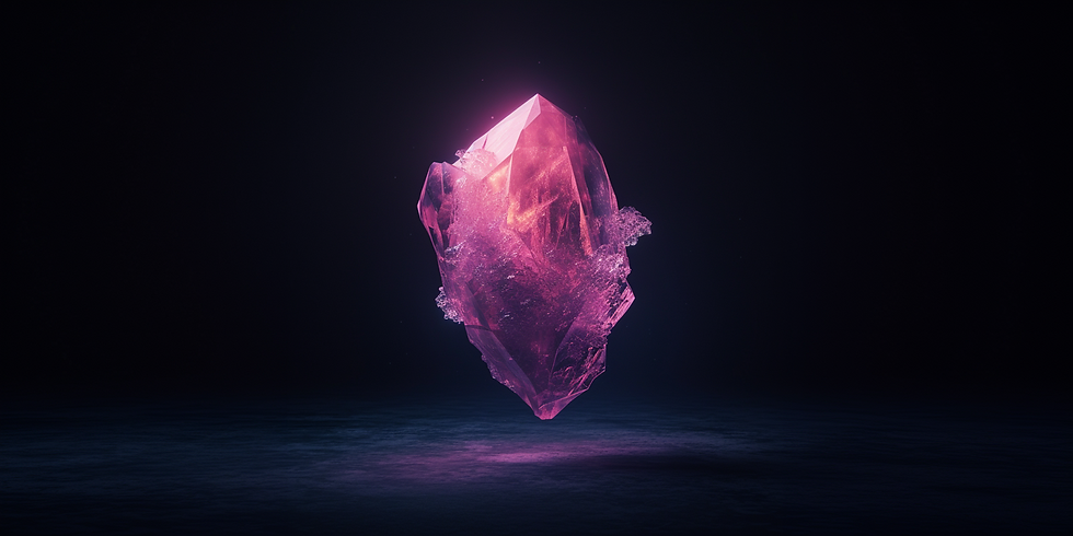 wxcaicrew_minimal_3D_render_of_a_crystal_rock_emitting_pink_and_ea15a5f8-870d-495b-85cc-95