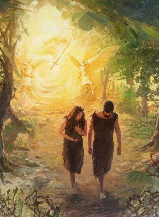 Adam Eve angels garden