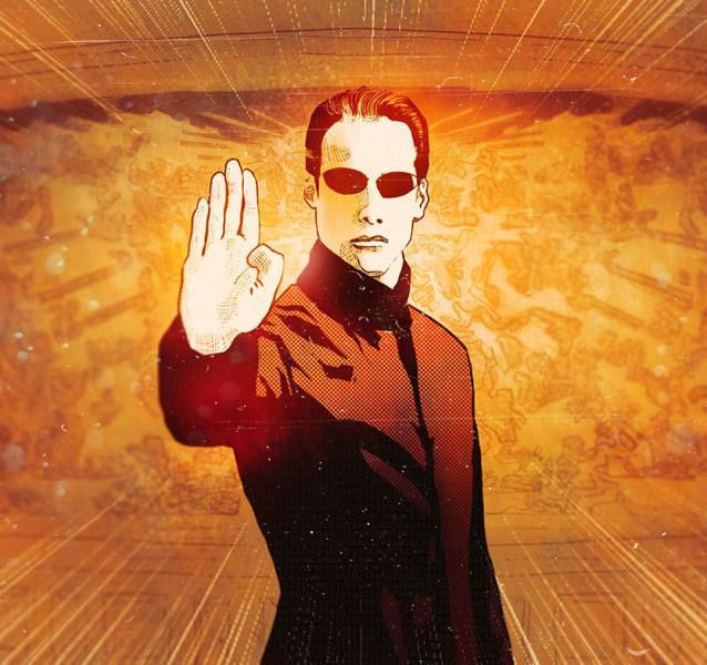 cartoon Neo matrix hand