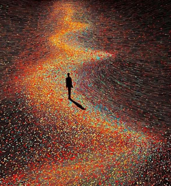 human figure, cosmic path