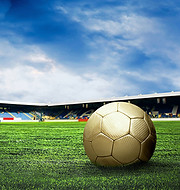 Soccer ball on soccer field