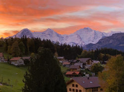Sunrise over Eiger, Mönch and Jungfrau from Ula's Apartments Beatenberg