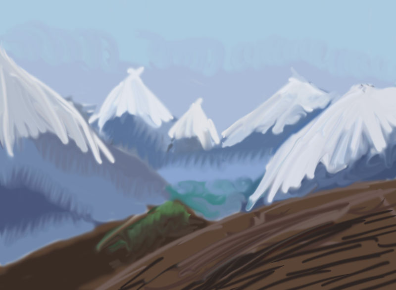 Photoshop Painting of Mountain Photo