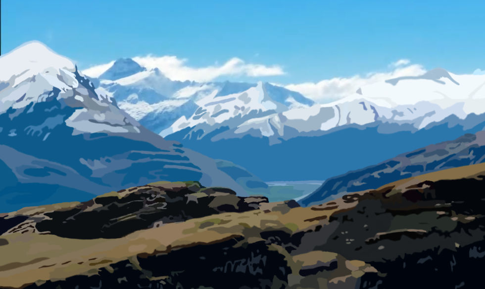 Photoshop Painting of Mountain Photo