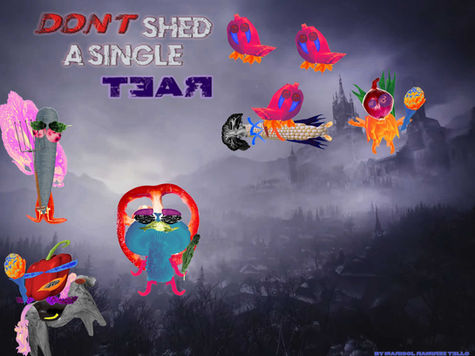 Student-designed storybook cover featuring original fruit and vegetable characters, creative digital compositing, and custom typography created in Adobe Photoshop.