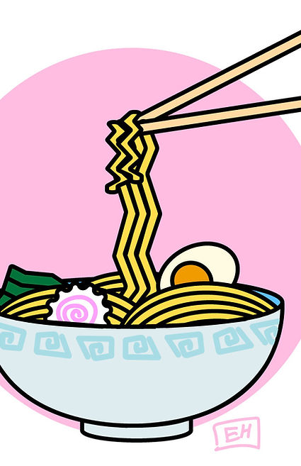 Student-designed vector illustration of [food item] featuring [colors, ingredients, and distinguishing details], created by combining and layering shapes in Adobe Illustrator.