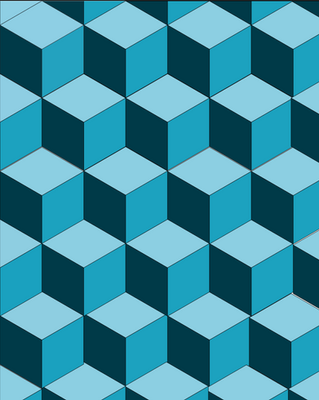 Student-designed teal blue geometric motif using Adobe Illustrator.