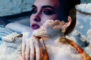 Student-created artistic composition featuring layered imagery, textures, double exposure and Photoshop blending techniques.