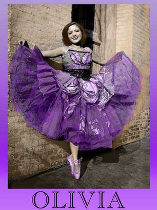 Student-restored vintage ballerina portrait featuring repaired damage, realistic colorization, and professional Photoshop photo restoration techniques.