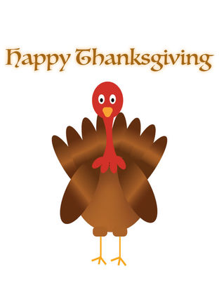 Student-designed Thanksgiving vector illustration featuring a simple brown turkey beneath decorative holiday text, created in Adobe Illustrator.