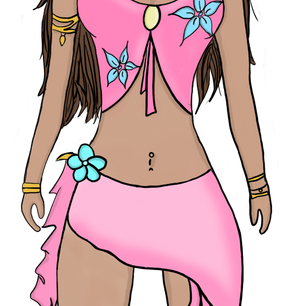 A student-designed original fantasy character named Kaia, from concept to story to completion, illustrated using Adobe Photoshop and Wacom tablet. Sticker version with transparent background.