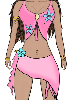 A student-designed original fantasy character named Kaia, from concept to story to completion, illustrated using Adobe Photoshop and Wacom tablet. Sticker version with transparent background.