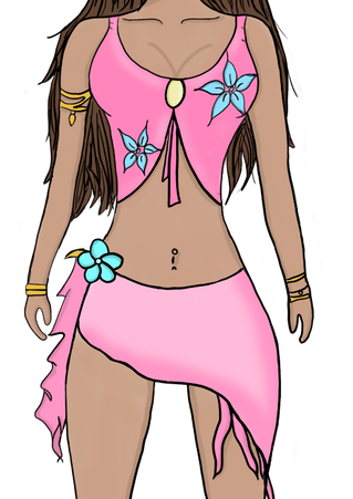A student-designed original fantasy character named Kaia, from concept to story to completion, illustrated using Adobe Photoshop and Wacom tablet. Sticker version with transparent background.