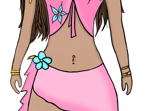 A student-designed original fantasy character named Kaia, from concept to story to completion, illustrated using Adobe Photoshop and Wacom tablet. Sticker version with transparent background.