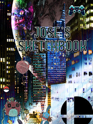 Idiosyncratic mixed media digital sketchbook cover blending photographs, typography, textures, and creative effects.