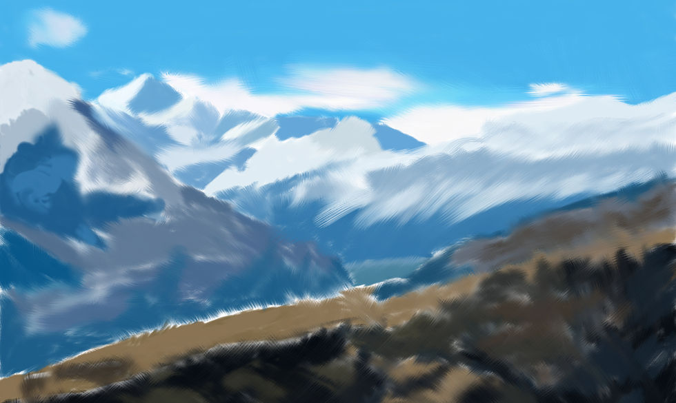 Photoshop Painting of Mountain Photo