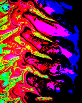 Boldly colored artwork created using Photoshop Adjustment Layers to explore color, tone, and image transformation.