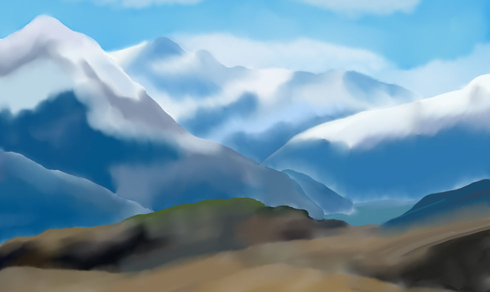 Photoshop Painting of Mountain Photo