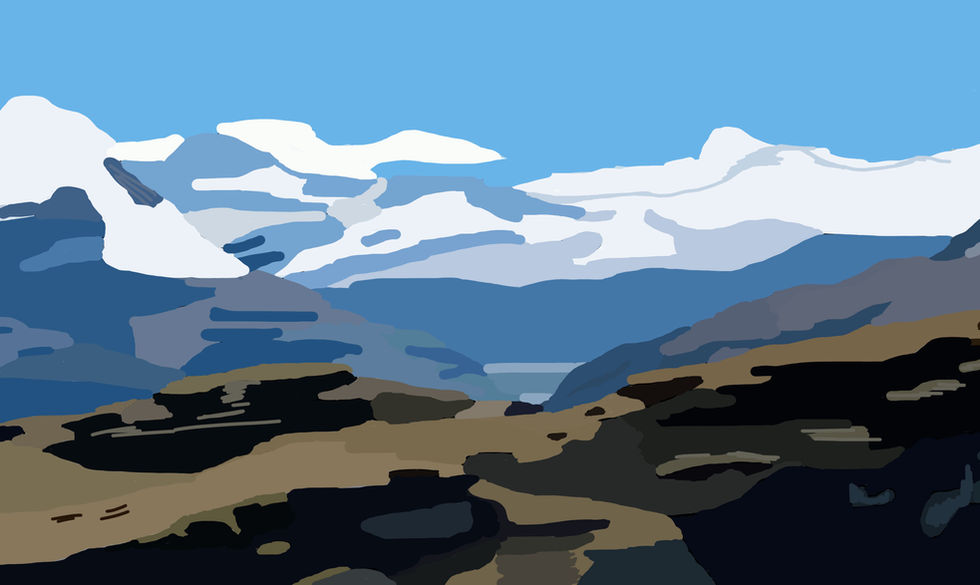 Photoshop Painting of Mountain Photo