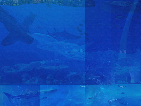 Subtle blue mixed media digital sketchbook cover blending photographs, typography, textures, and creative effects.