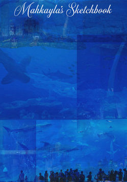 Subtle blue mixed media digital sketchbook cover blending photographs, typography, textures, and creative effects.