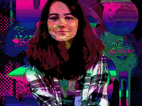 Student-created abstract portrait artwork designed in Adobe Photoshop.