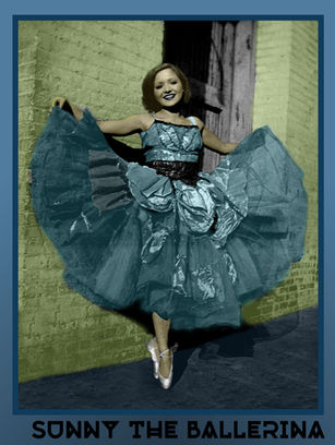 Student-restored vintage ballerina portrait featuring repaired damage, realistic colorization, and professional Photoshop photo restoration techniques.