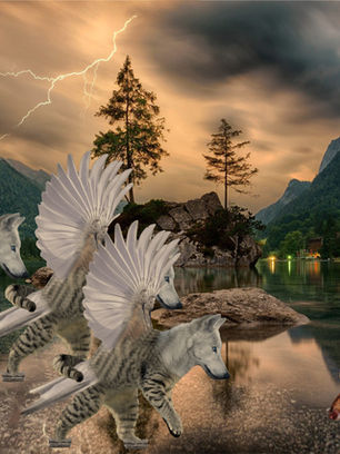 Derousums — Student-created fantasy species digital composite with accompanying field notes.