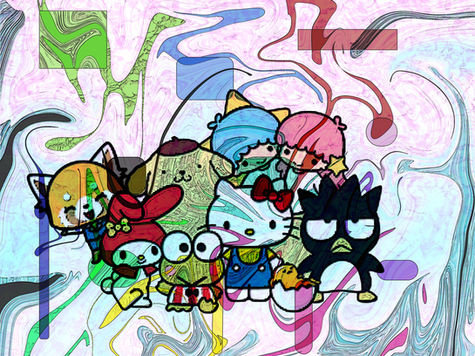 Student-created abstract character artwork designed in Adobe Photoshop for a custom sublimation tumbler.