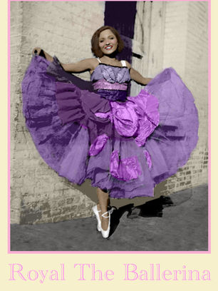 Student-restored vintage ballerina portrait featuring repaired damage, realistic colorization, and professional Photoshop photo restoration techniques.