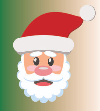 Student-designed vector portrait of Santa Claus against a softly blended red, green, and cream gradient background, created in Adobe Illustrator.