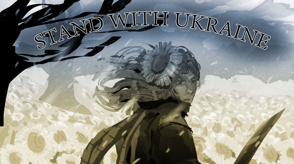 Ukrainian Solidarity Original student illustration using Adobe Photoshop reflecting on world issues. Spring 2022.