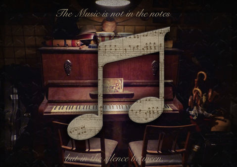 Student Photoshop composition featuring custom clipping masks, layered imagery, and music themed visual design.