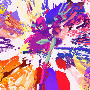 Student-created abstract character artwork designed in Adobe Photoshop for a custom sublimation tumbler.