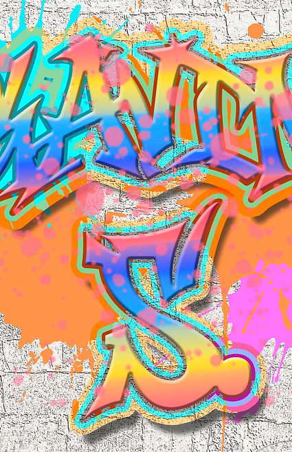 Student-designed mousepad in graffiti-style using Adobe Photoshop, typography, layer styles and creative brushes.