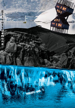 Space, earth and glacier inspired mixed media digital sketchbook cover blending photographs, typography, textures, and creative effects.