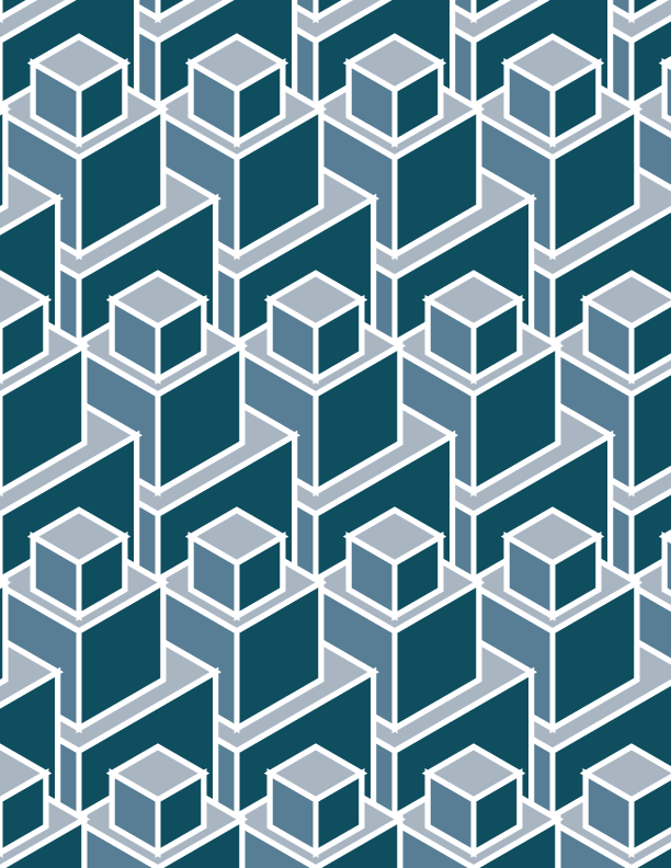 Student-designed teal blue geometric motif using Adobe Illustrator.