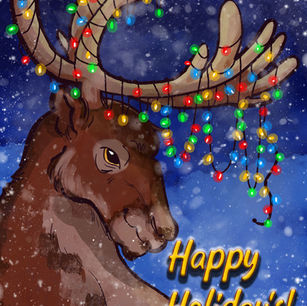 Student-designed holiday greeting card created using digital illustration, painting, typography, and mixed media techniques for the Wicomico County Executive's annual holiday card selection.