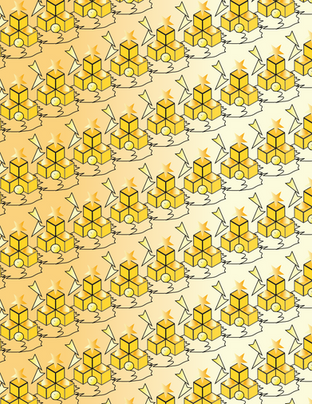 Student-designed yellow geometric motif using Adobe Illustrator.