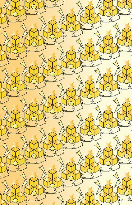 Student-designed yellow repeating vector pattern arranged as a seamless geometric composition in Adobe Illustrator.