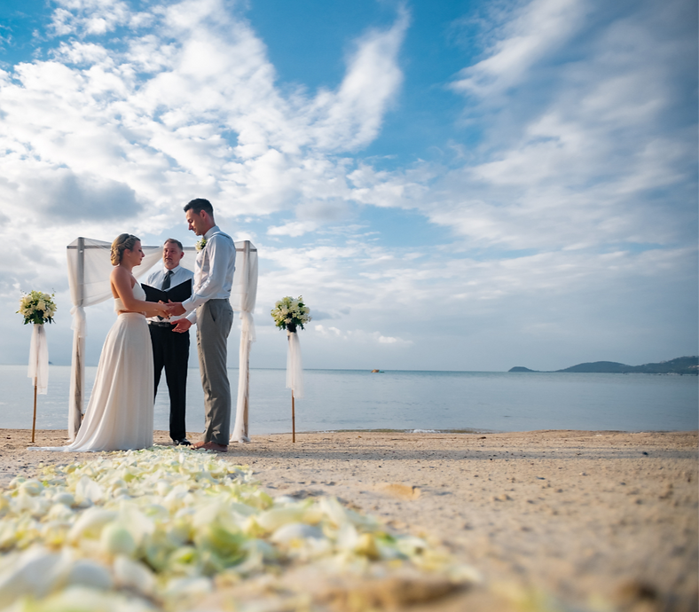 Reverend Carter officiating a private wedding on the beach