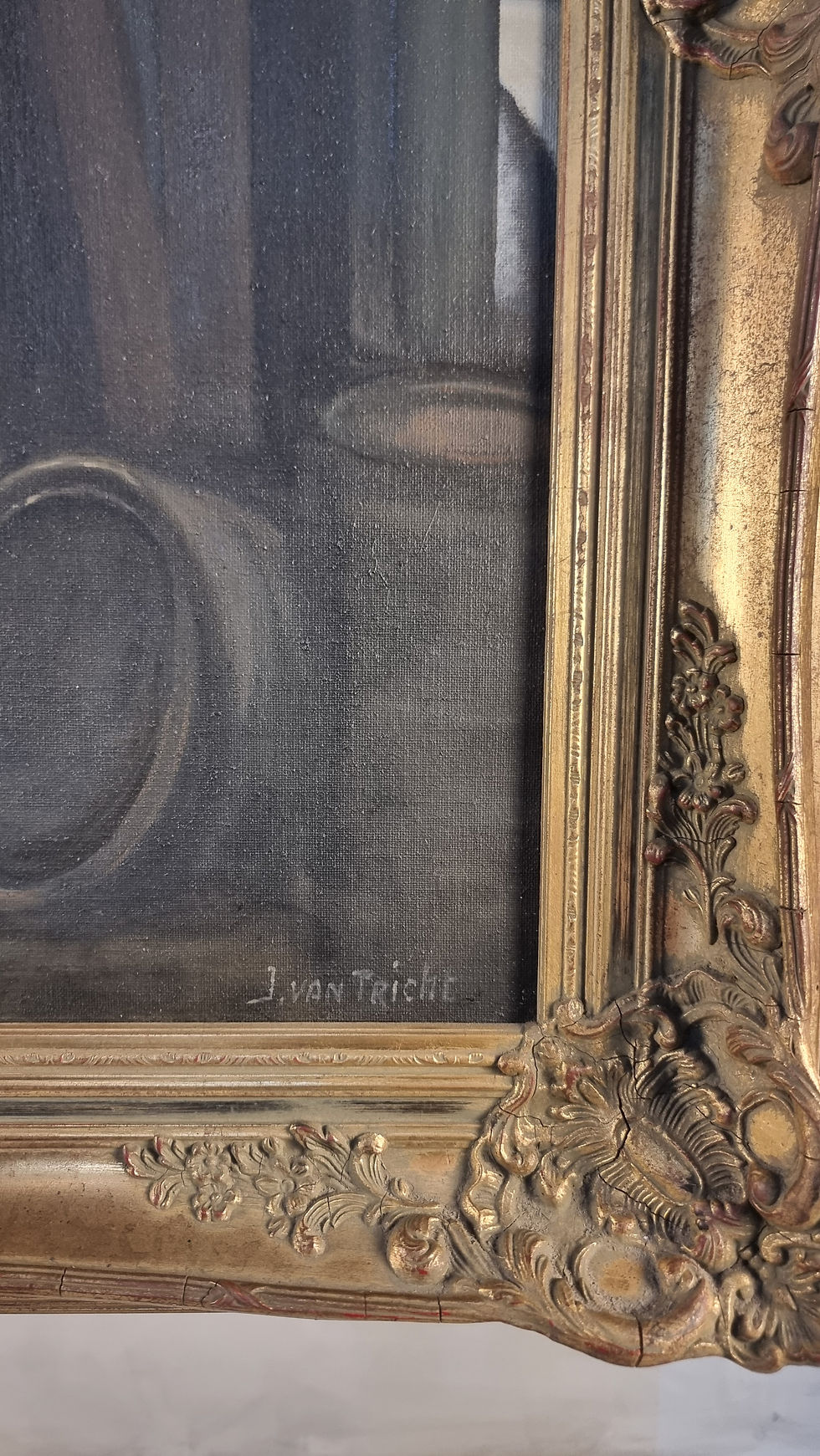 Thumbnail: J. Van Tricht painting, Leaving the barn painting, oil painting, oil on canvas