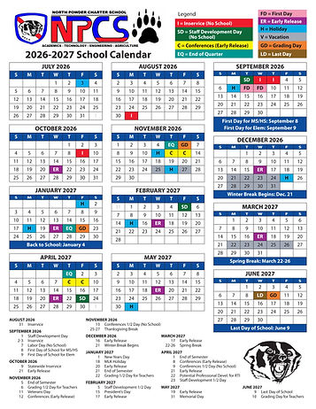 North Powder Charter School School Calendar