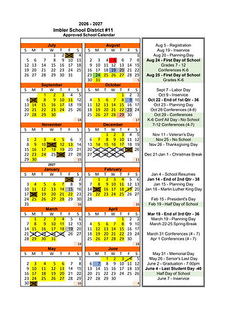 Imbler School Calendar